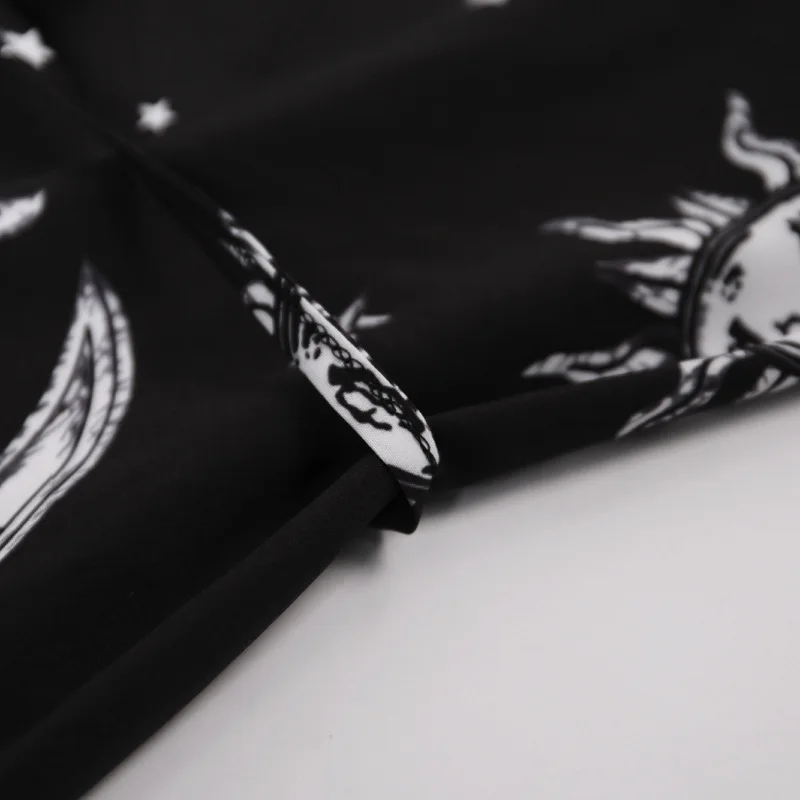 Женское платье на пуговицах Goth Dark, винтажное черное платье с принтом, элегантное повседневное сетчатое платье на бретельках с v-образным вырезом, на лето