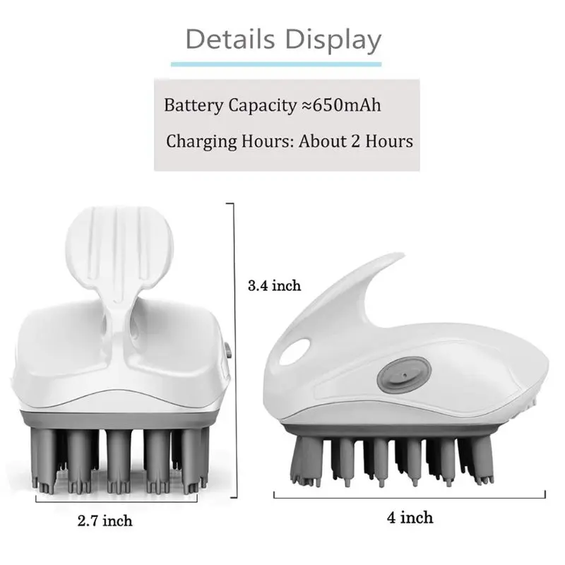 

Silicone Hair Electric Scalp Massager Shampoo Brush Vibrating Head Scrubber U2JD