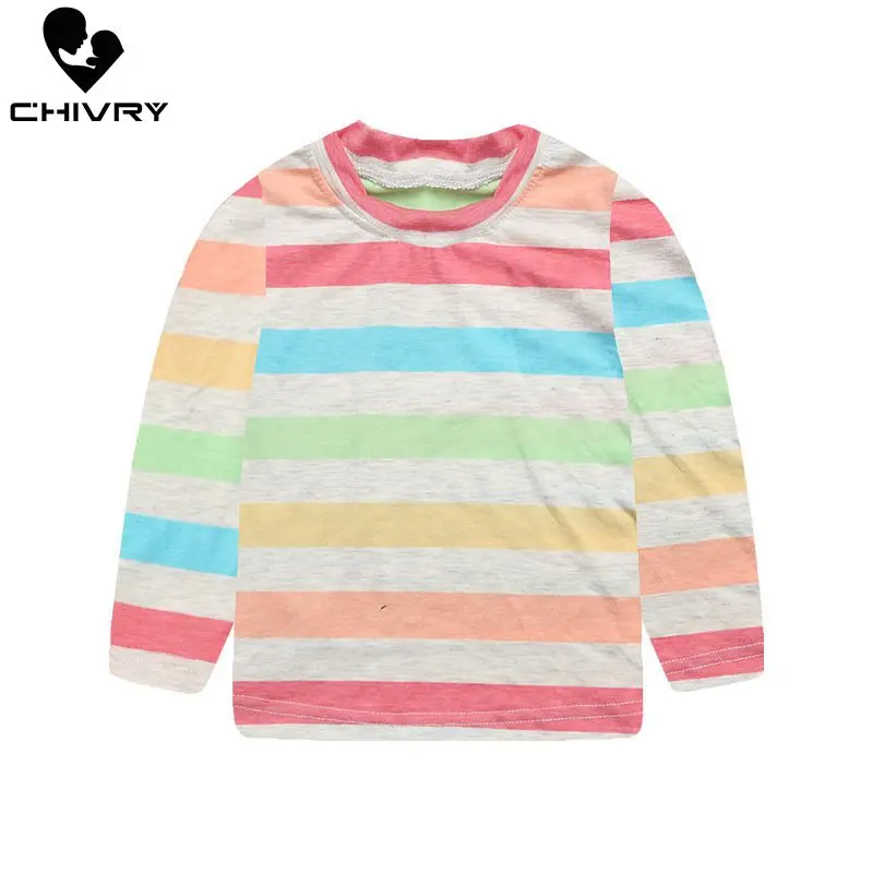 Весенне-Осенняя детская футболка для мальчиков и девочек Детские футболки с