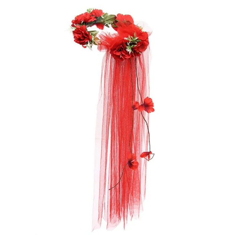 Модная длинная головная повязка с вуалью Цветочная на голову для женщин и