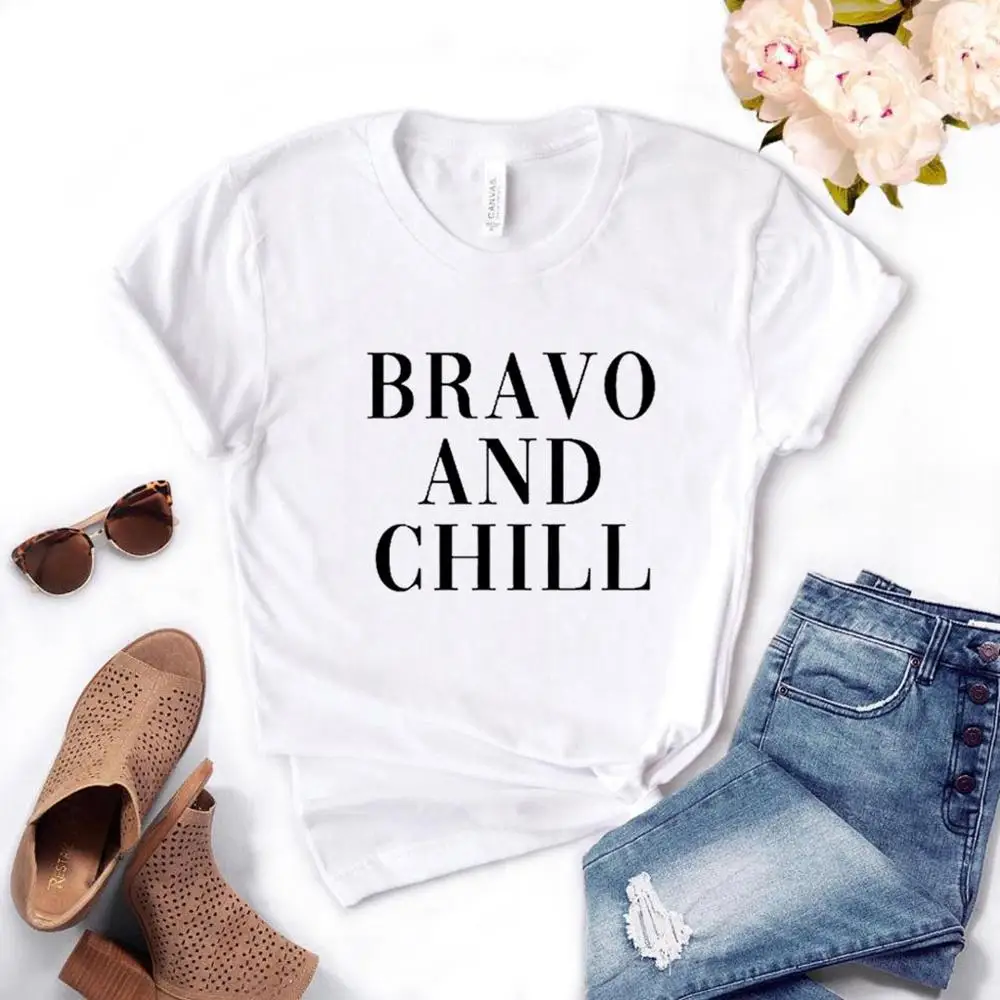 

Футболка женская с принтом bravo and chill, 6 цветов