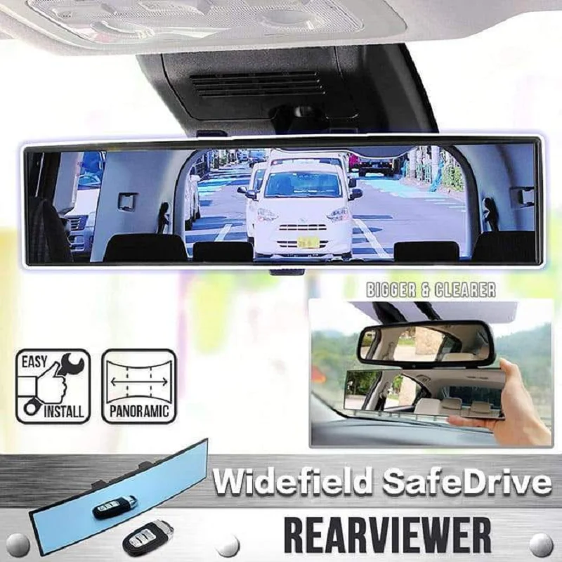 

Widefield Safe Drive Rearview Mirror Blue Anti Glare Interior Expand Vision Curved Surface Rearview Mirror Auto Accessories