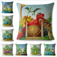 cute cartoon jurassic dinosaur animal throw cushion covers sofa home decor
