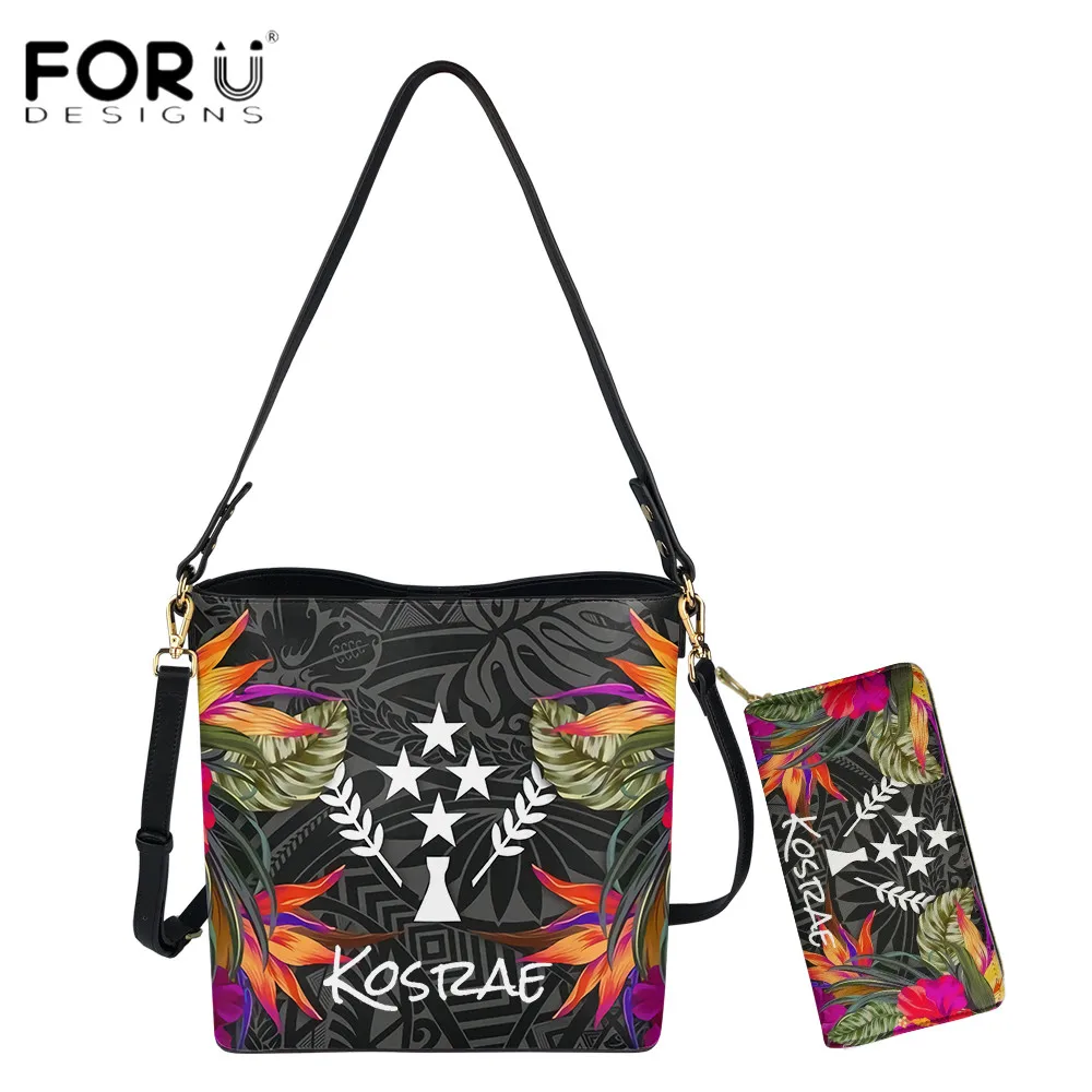 

FORUDESIGNS, новая мода, роскошная женская сумка из искусственной кожи, 2 шт. в комплекте, женская сумка-мессенджер с Полинезийским гибискусом и пр...