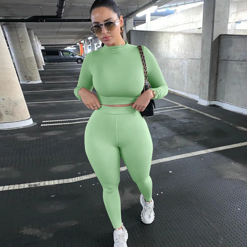 

Women Sports Yoga Set Two Pieces Sportswear Autumn Spring Seamless Tracksuits Streetwear Crop Tops High Waist Pants 8 Colors