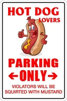 hot dog lovers parking metal tin sign 12x16 inch home kitchen bedroom bar sign decoration