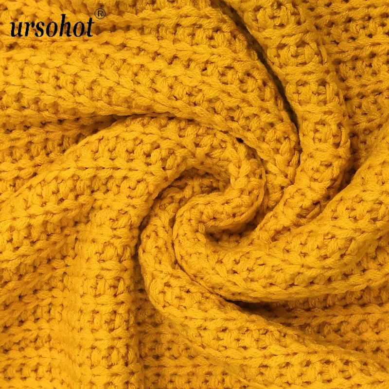 Ursohot Winter Twisted Sweaters Women Jumpers Ladies Autumn Turtleneck Long Lantern Sleeve Fashion Top Solid Casual Knitted Tops | Женская