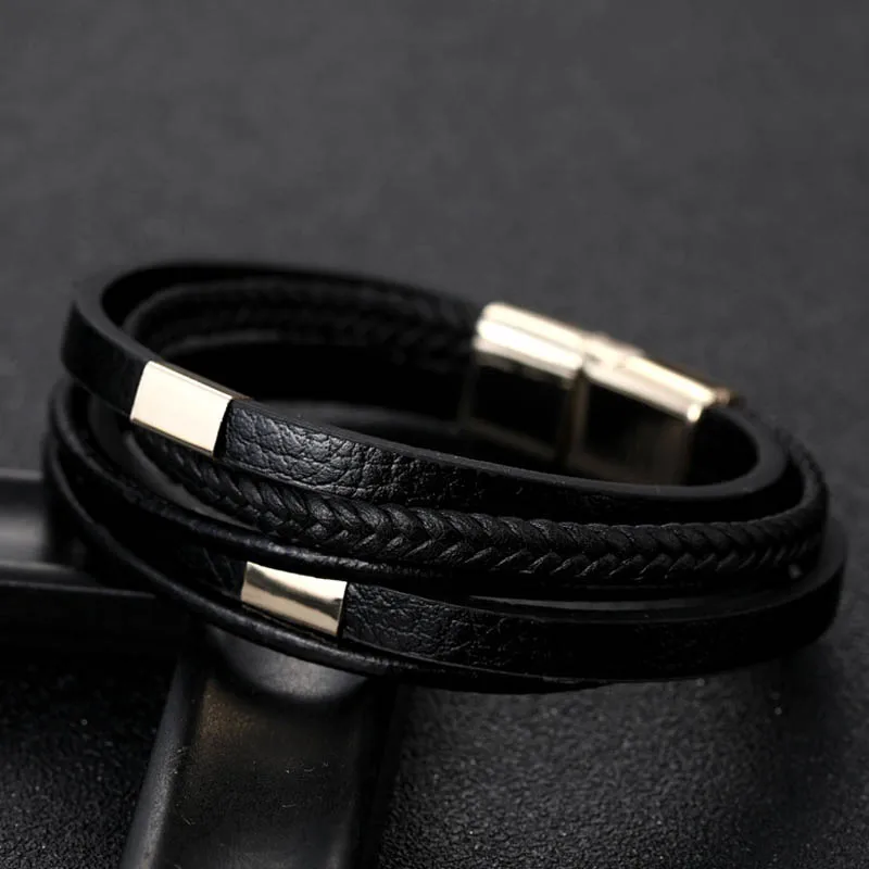 Новый многослойный кожаный браслет для мужчин и мальчиков очаровательный