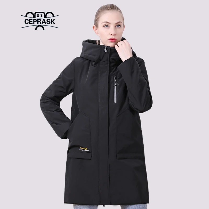 CEPRASK Новая куртка женская весна 2021 длинное пальто женское теплые осенние парки