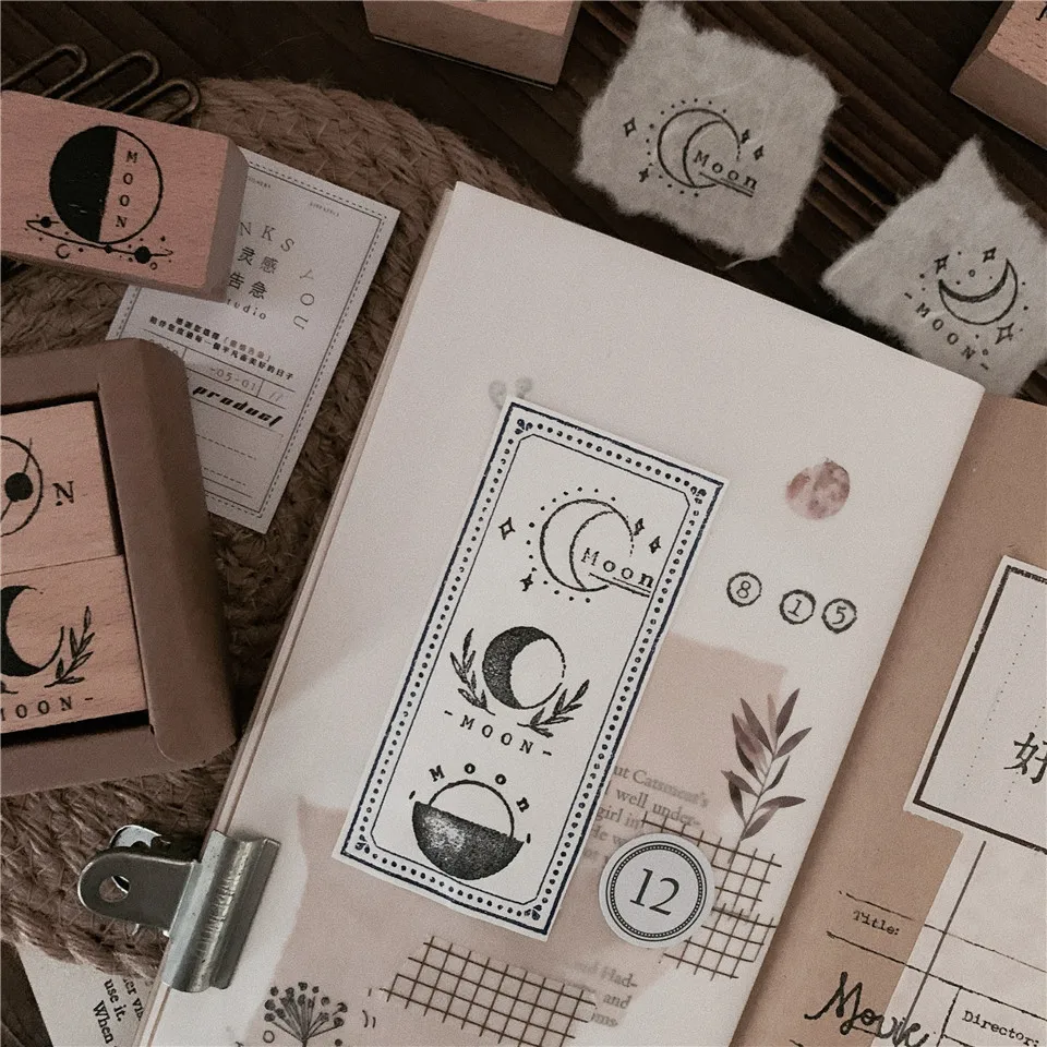 Ретро Луна планеты Новое поступление 2019 деревянные наборы штампов печать для DIY