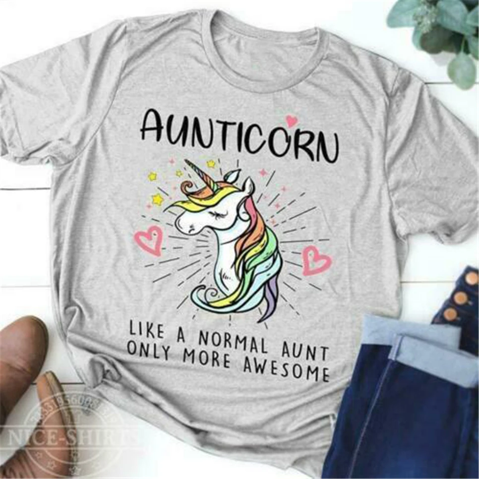 Aunticorn как нормальная тётя только более потрясающая женская футболка серая летняя