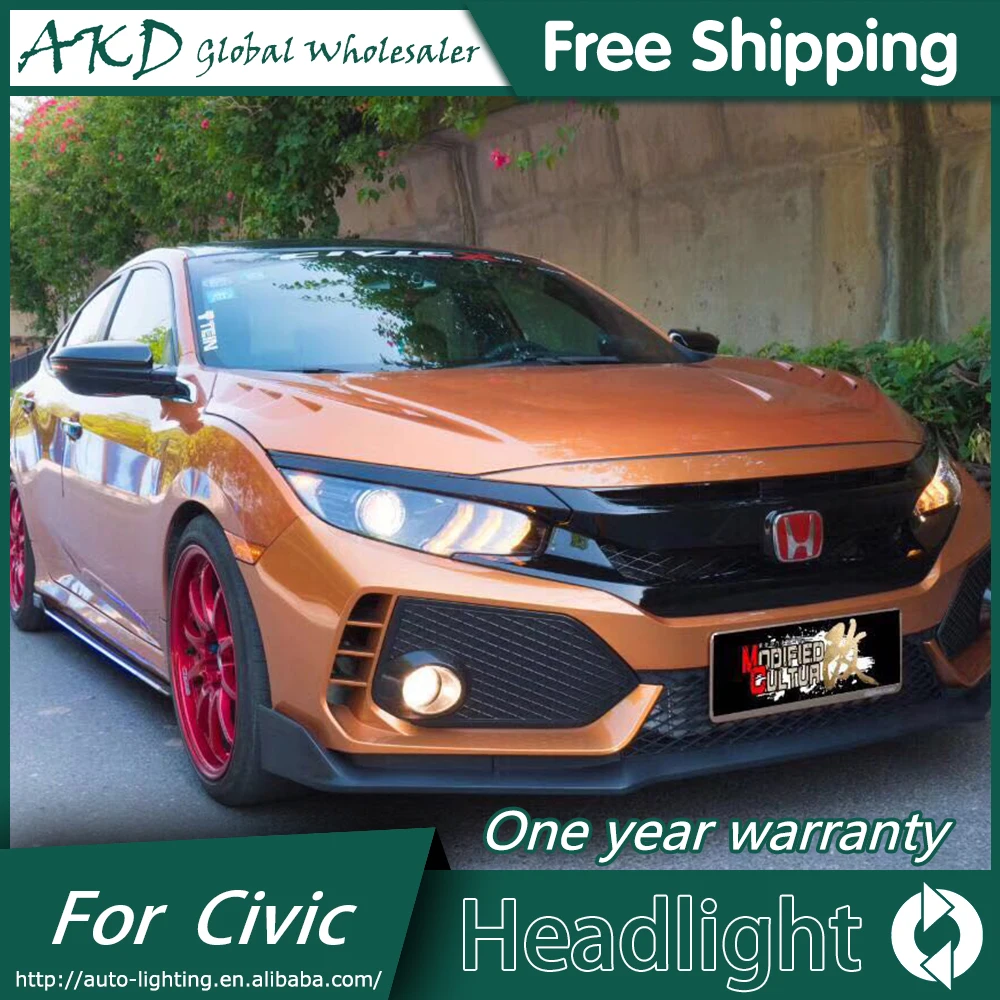 АКД автомобильный Стайлинг Головной фонарь для Honda CIVIC X 10th 2016 фара светодиодный