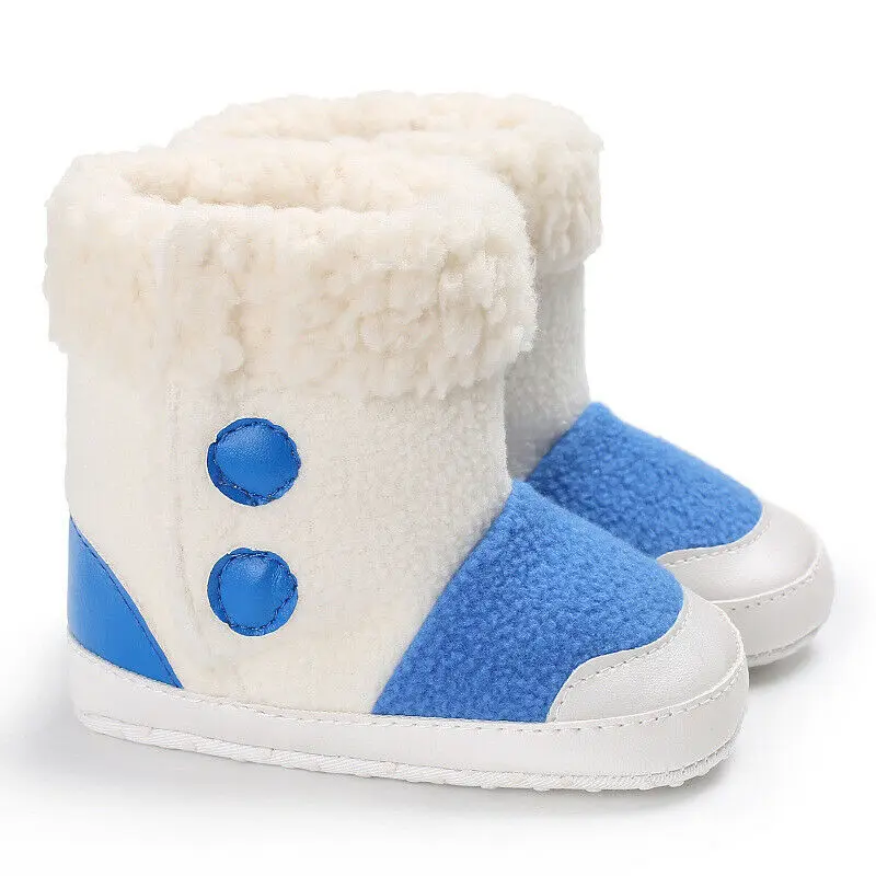 

Newborn Baby Winter Boots Warm Boy Girl Shoes Toddler Soft Fleece Sole Shoes Non-Slip Splicing Color 0-18M