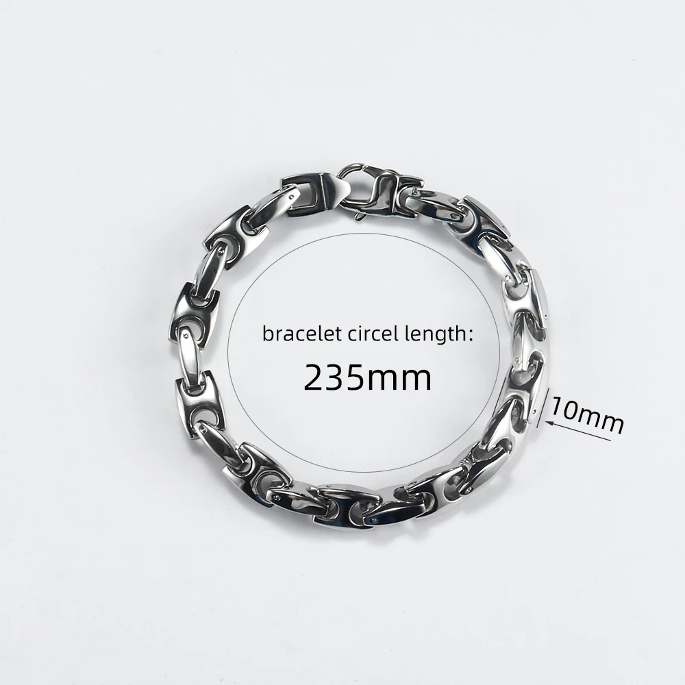 10mm Wide Hip Hop Stainless Steel Bracelets for Men Silver Color Accessories Rock Link Chain Bangles Waterproof Jewelry | Украшения и