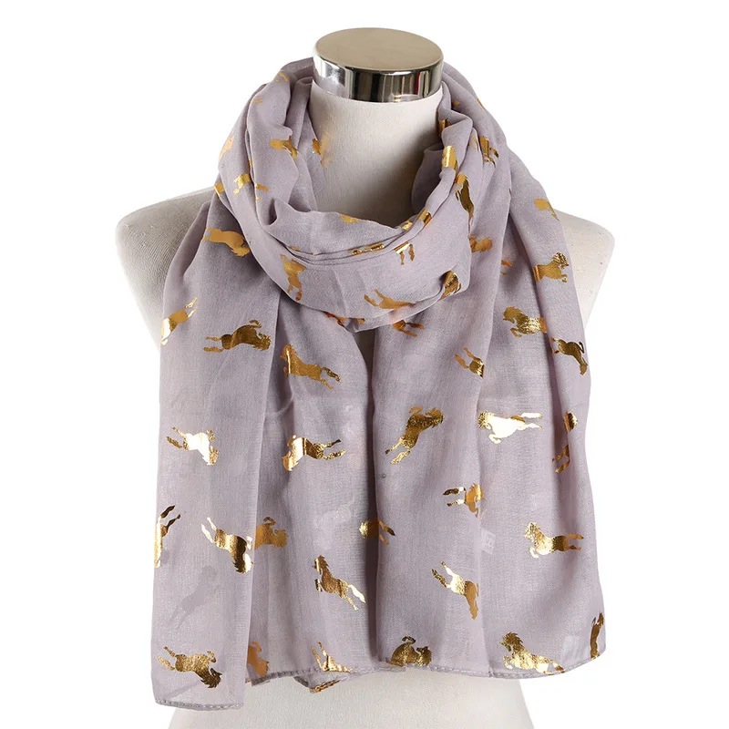 Продаются как Горячие пирожные животные лошади бронзирующий принт длинный шарф