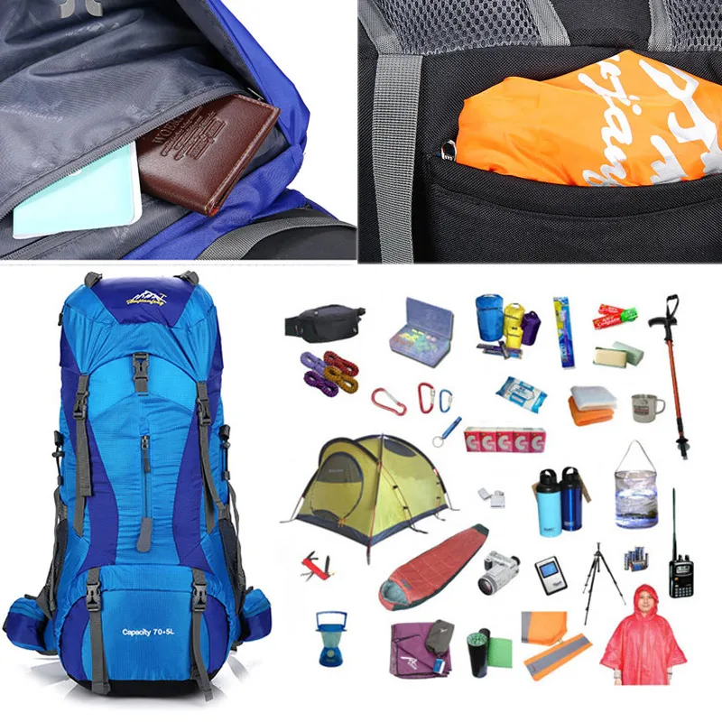 Вместительный походный рюкзак 70 + 5 л Мужской Водонепроницаемый Горный для