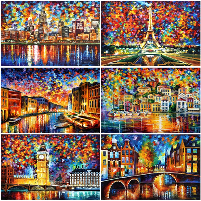 

Diamond Painting Scenery Full Round Square Paris Tower Cross stitch Picture of Rhinestones Diamond Mosaic Landscape Home Decor