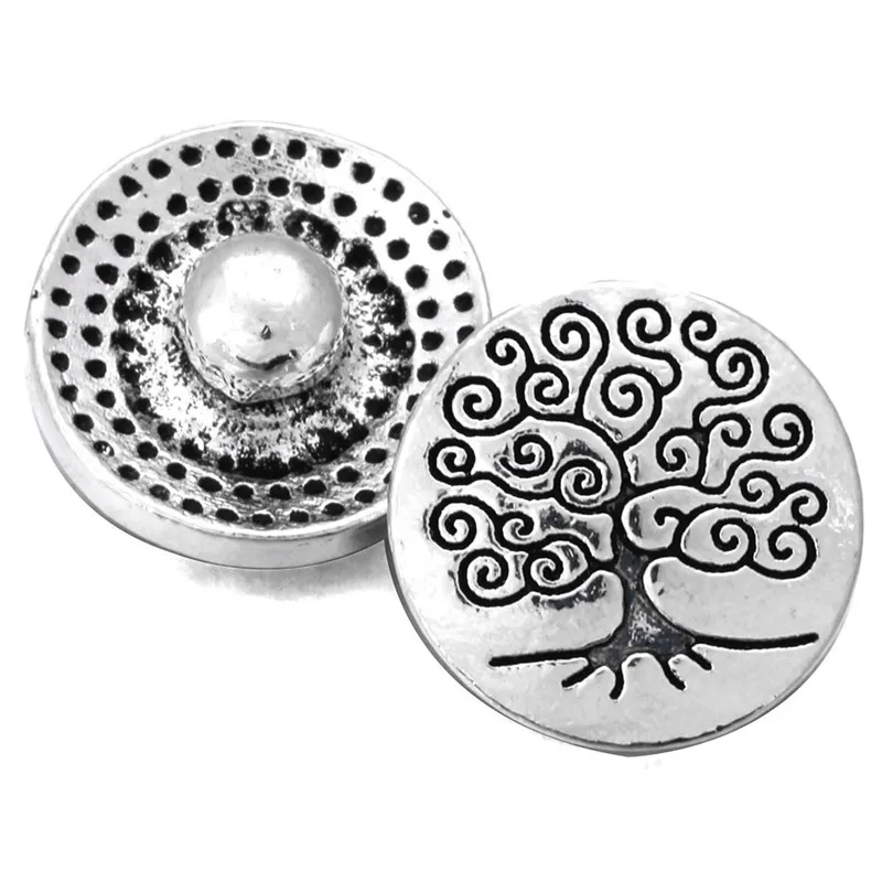 10 шт./лот смешанные металлические Древо жизни стили 12 мм кнопки ювелирные изделия