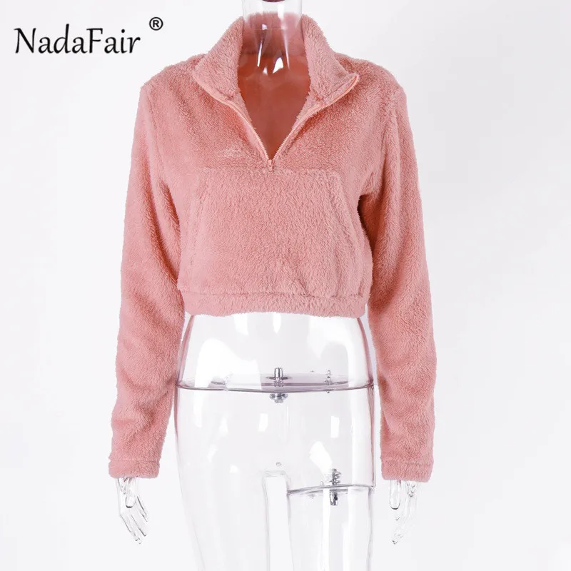 Укороченная Толстовка Nadafair с длинным рукавом Женская Повседневная осенне зимняя