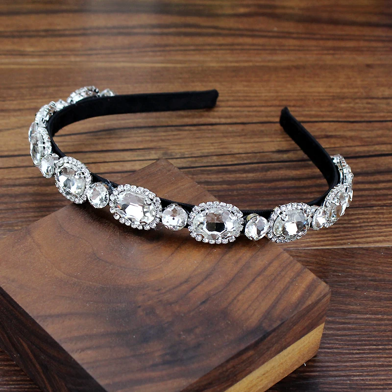 Новая корейская мода стразы повязка на голову темно синий прозрачный зеленый