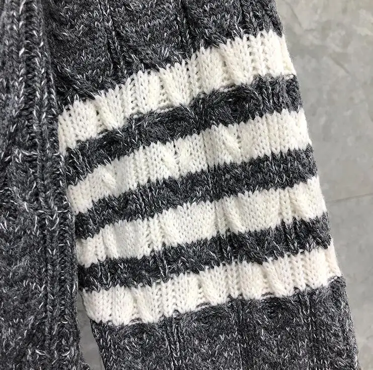 

2021 Fashion TB THOM Brand Sweaters Men Slim Fit V-Neck Cardigan Clothing Striped Wool Retro Thick Winter Casual Coat