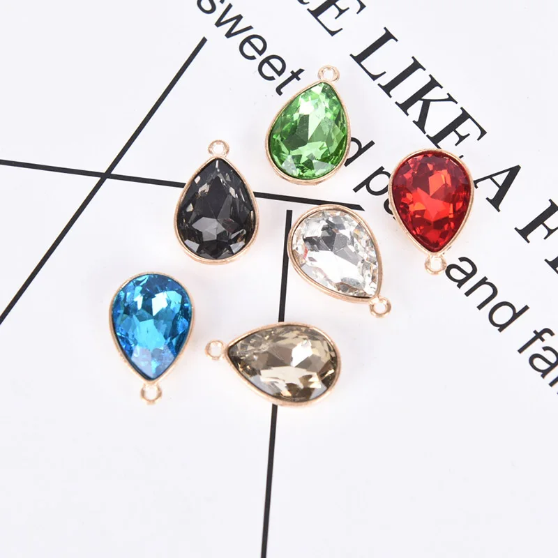 

Metal Rhinestone Charms Colorful Water Drop Crystal Pendants For Jewelry Making Diy Earrings Necklace Jewelry Accessories 10Pcs