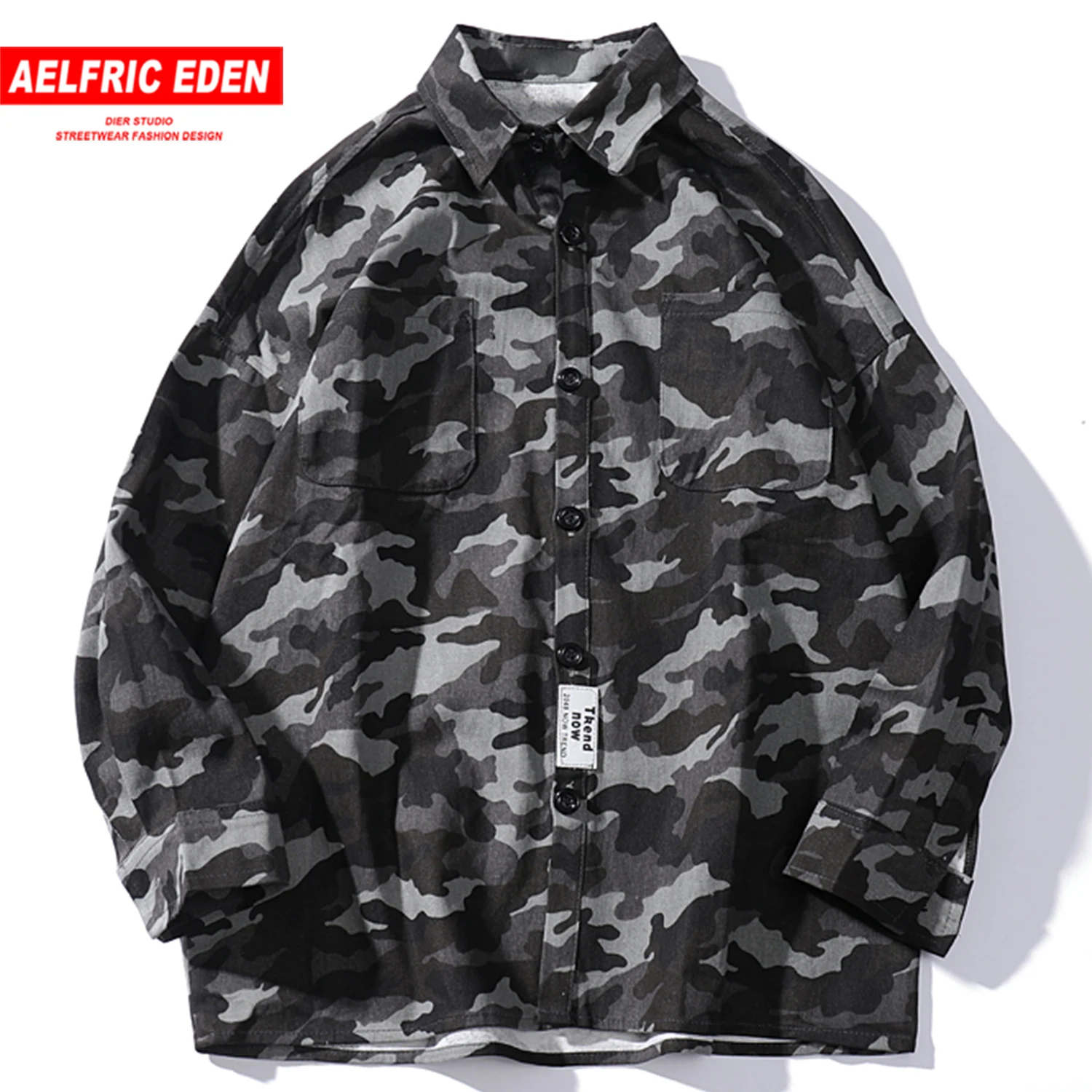 Aelfric Eden Camouflage Military Mens Shirts 2019 Autumn Harajuku Hip Hop Casual Cotton Male Tops Outwear Streetwear Long Sleeve | Мужская