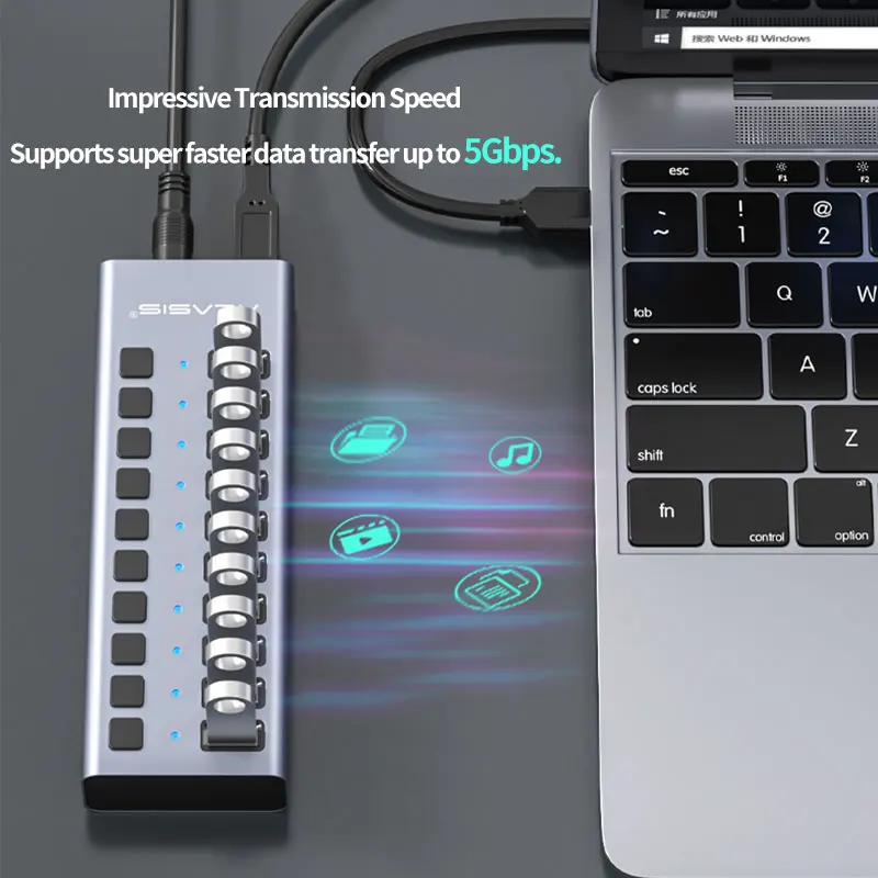 10 портов usb-хаб 3 0 с адаптером питания ЕС/США мульти переключателем вкл/выкл USB