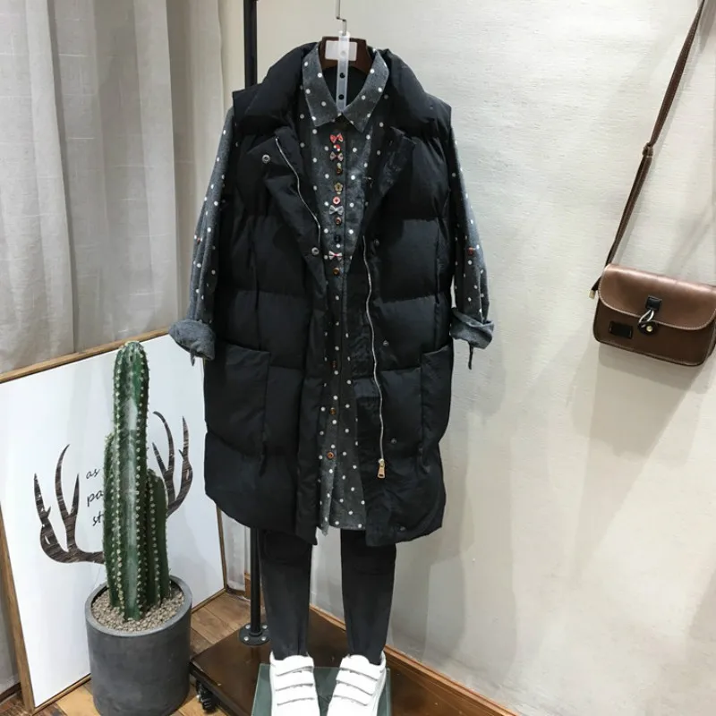 

New 2021 Fashion Slim Fit Long Vest Women Thicken Cotton Padded Women Winter Vest Sleeveless Jacket Women Waistcoat