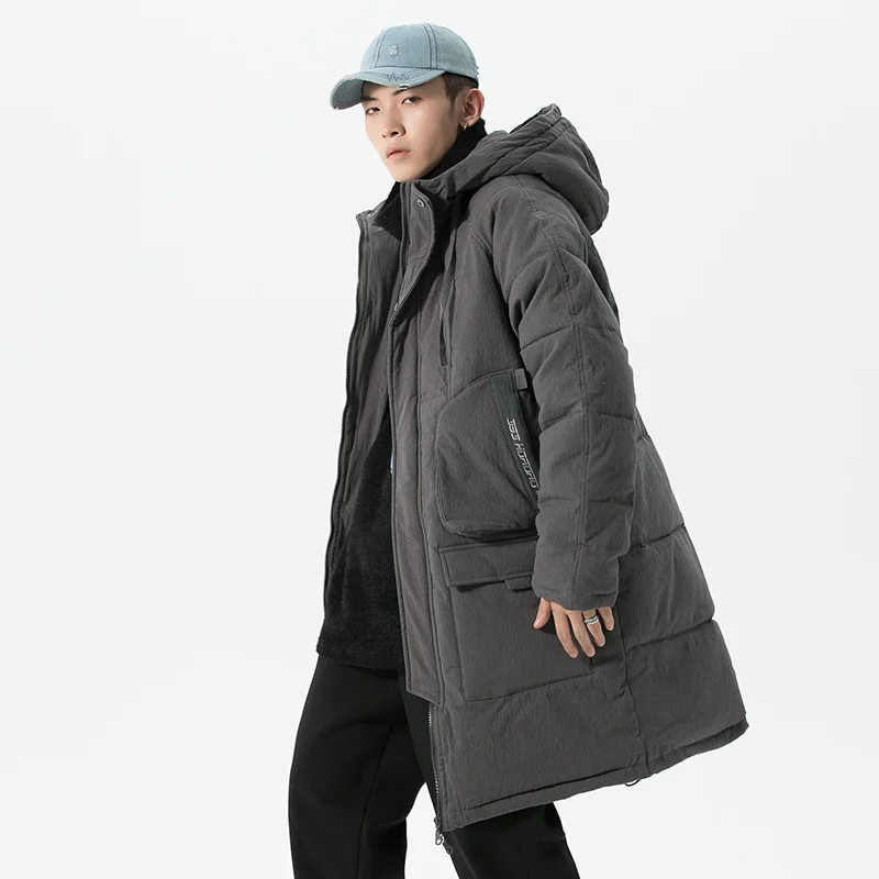Зимнее утепленное пальто из хлопка, Мужское пальто оверсайз, хлопковая куртка средней и длинной длины, рабочая одежда с капюшоном, хлопково...