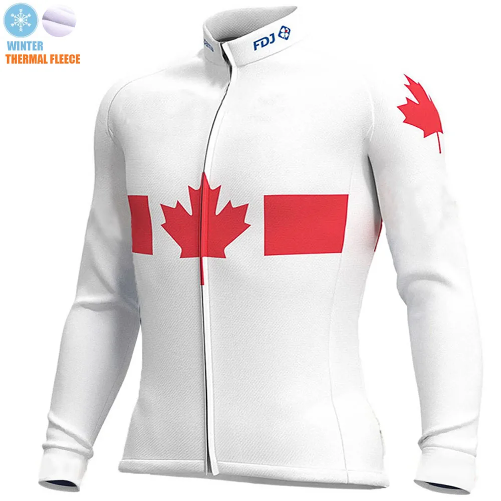 

2021 NEW Fdj Canada Cycling Clothing Pro Team Men Jersey Set Winter Long Sleeve Road Bike Uniform Maillot Culotte