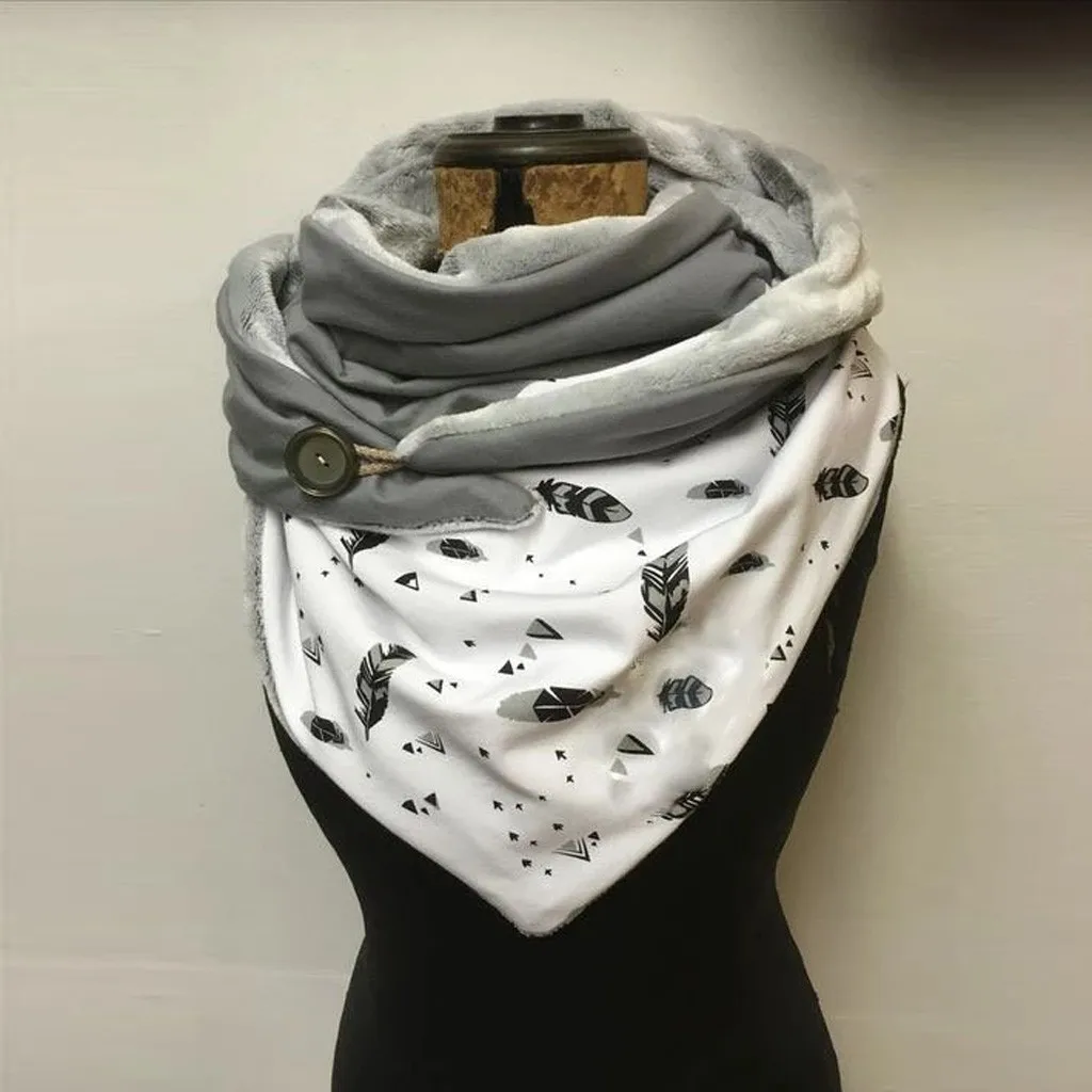 Новый шарф Женский мягкий на пуговицах с принтом звезд повседневные зимние
