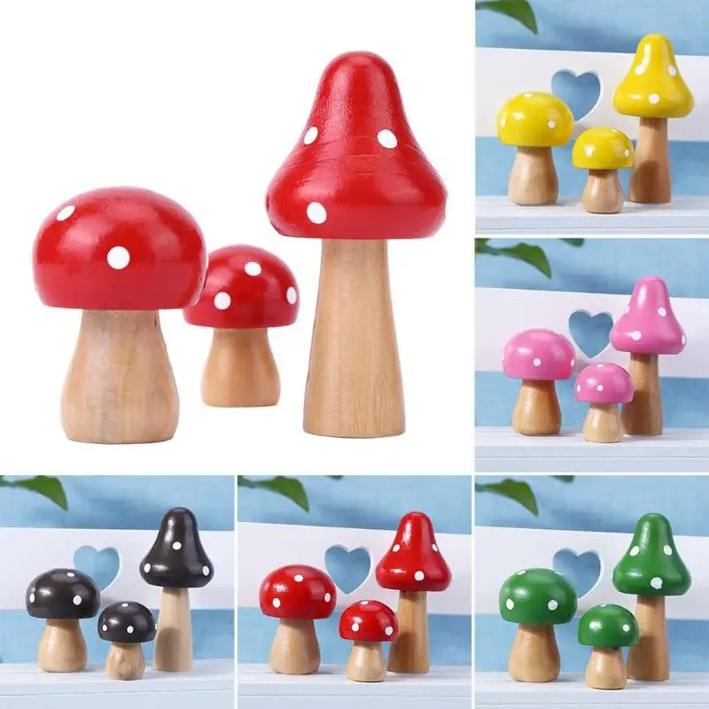 3 шт./компл. Мини Деревянный Гриб самодельное украшение Настольный деревянный