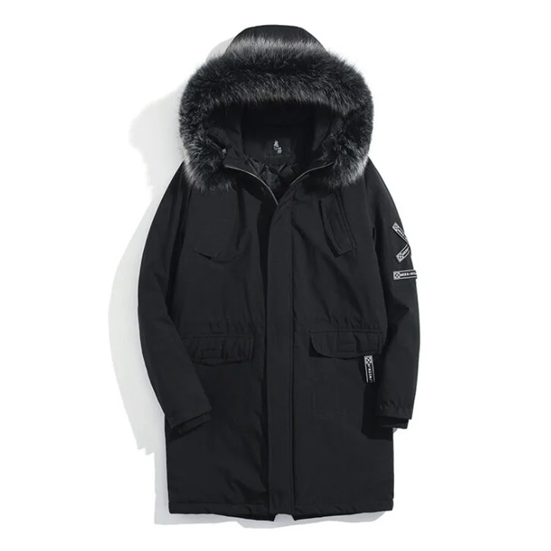 Мужская зимняя куртка с хлопковой подбивкой со съемным шерстяным воротником