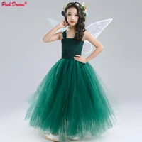 emerald green fairy kids girls dresses for party teal green toddler baby girls tutu dresses with wings princess kids clothesl