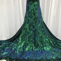 7 Colors Option H-5.1102 Gorgeous Sequins Applique Velvet Mesh Embroidery French African Lace Fabric by Yard DIY Sewing Dress