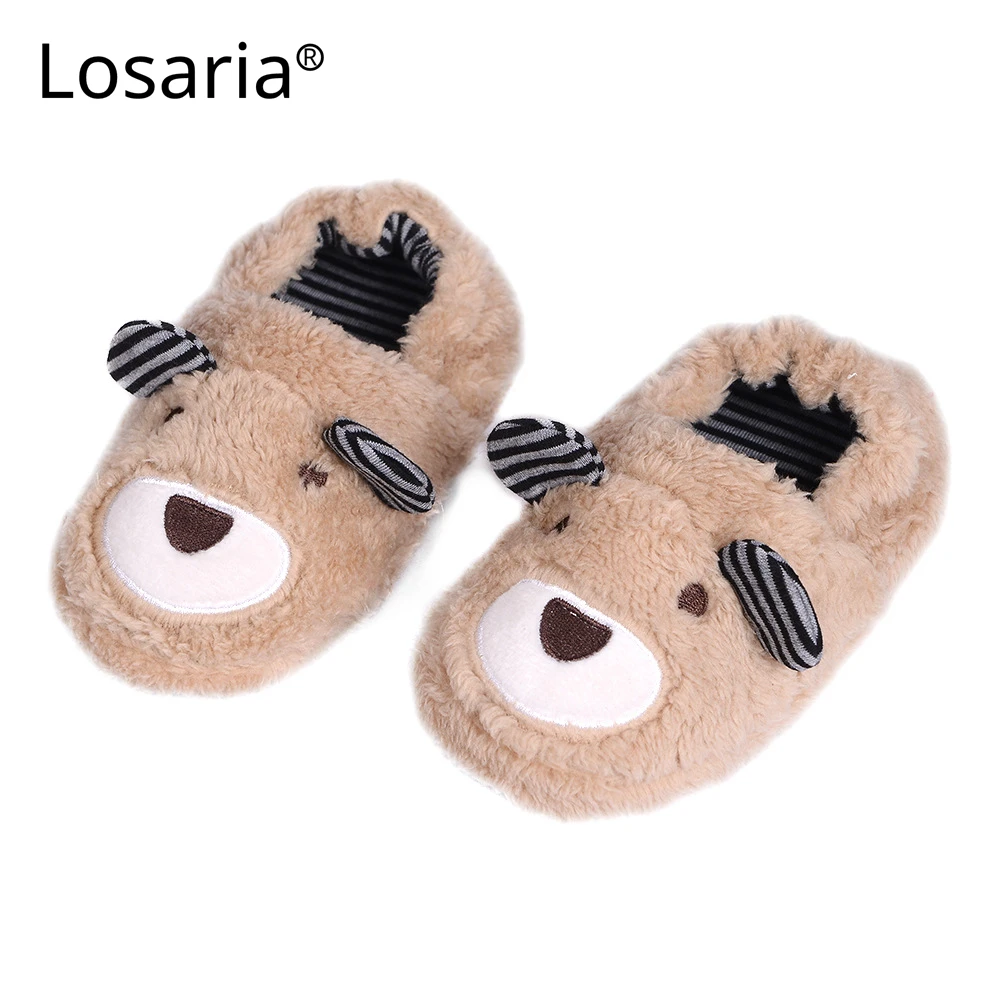 

Losaria Toddler Fur Slippers Boys Girls Winter Flip Flop Warm Non-slip Soft Sole Plush Lining Floor Shoes Home Indoor Footwear