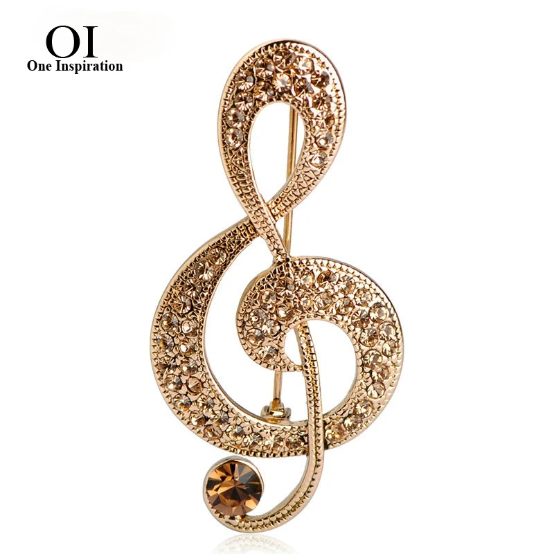 

OI Stylish Large Music Note Vintage Jewelry Antique Rhinestone Brooch In Lots Broche Coroa Lady Pin Special Present