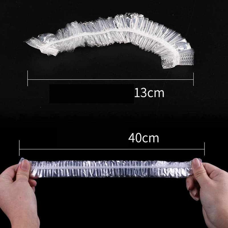 100pcs Disposable One-off Hotel Home Shower Bathing Clear Hair Elastic Caps Hats Transparent Thickened Strip Cap | Дом и сад