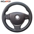 WCaRFun черный чехол рулевого колеса автомобиля из натуральной кожи для BMW 520i 528i 2013 2014 F10 2014 730Li 740Li 750Li