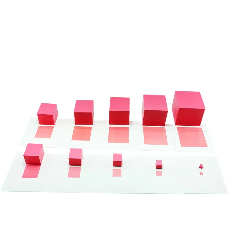 Trreeyear-torre rosa con 10 tarjetas de soporte para ni&ntilde;os en edad preescolar, ense&ntilde;anza de matem&aacute;ticas, juguetes de aprendizaje profesional Montessori-4