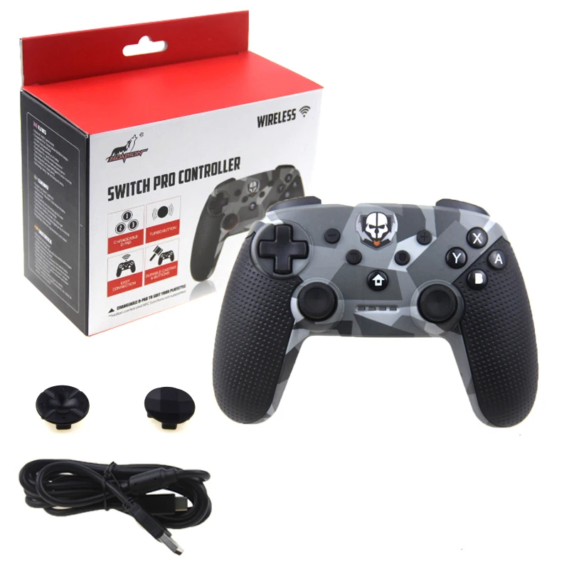 With box Gray camouf Игровой джойстик контроллер с соматосенсорной вибрацией осью скриншот беспроводной Bluetooth геймпад для переключателя NAND - Цвет: With box Gray camouf