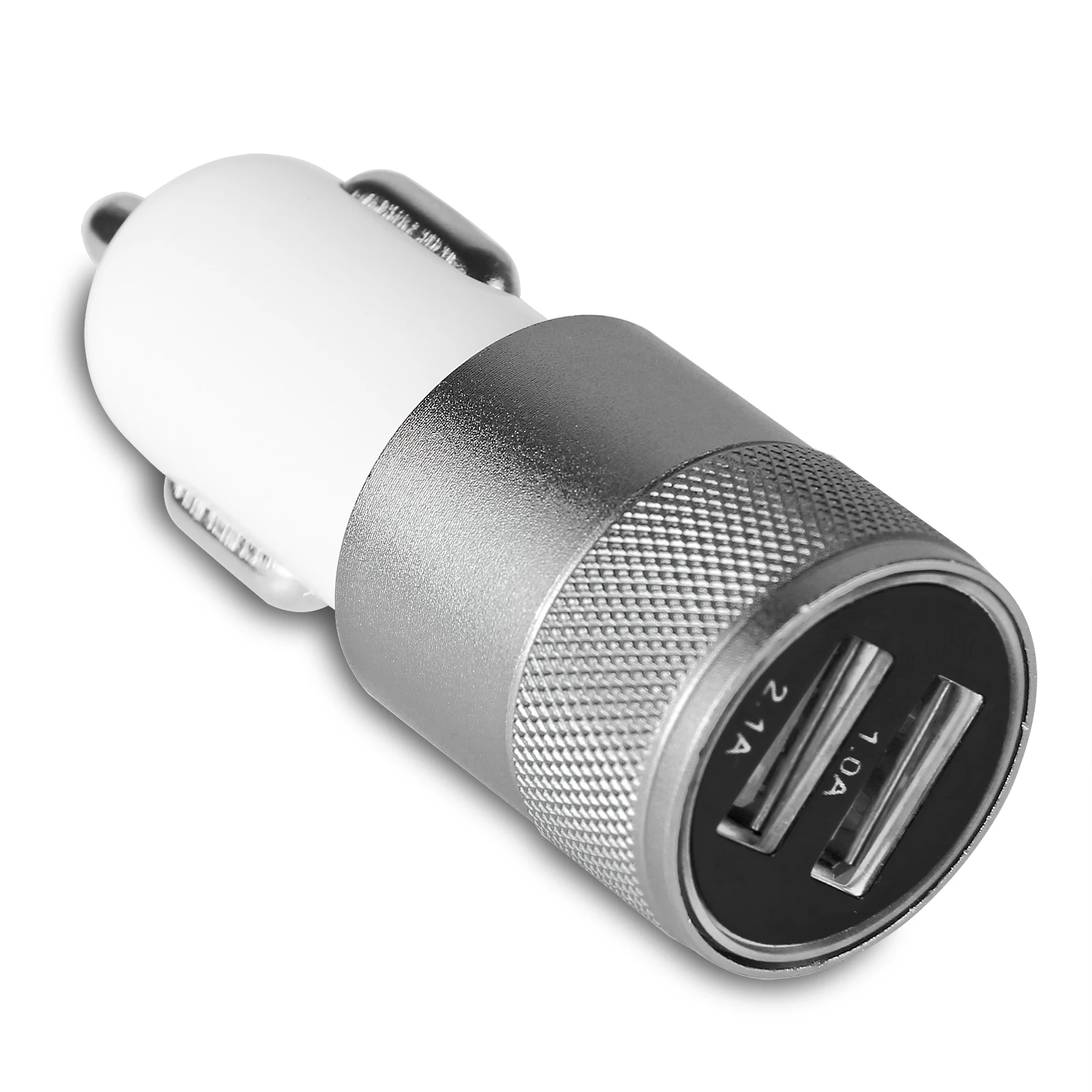 Универсальное автомобильное зарядное устройство с двумя портами USB алюминиевый