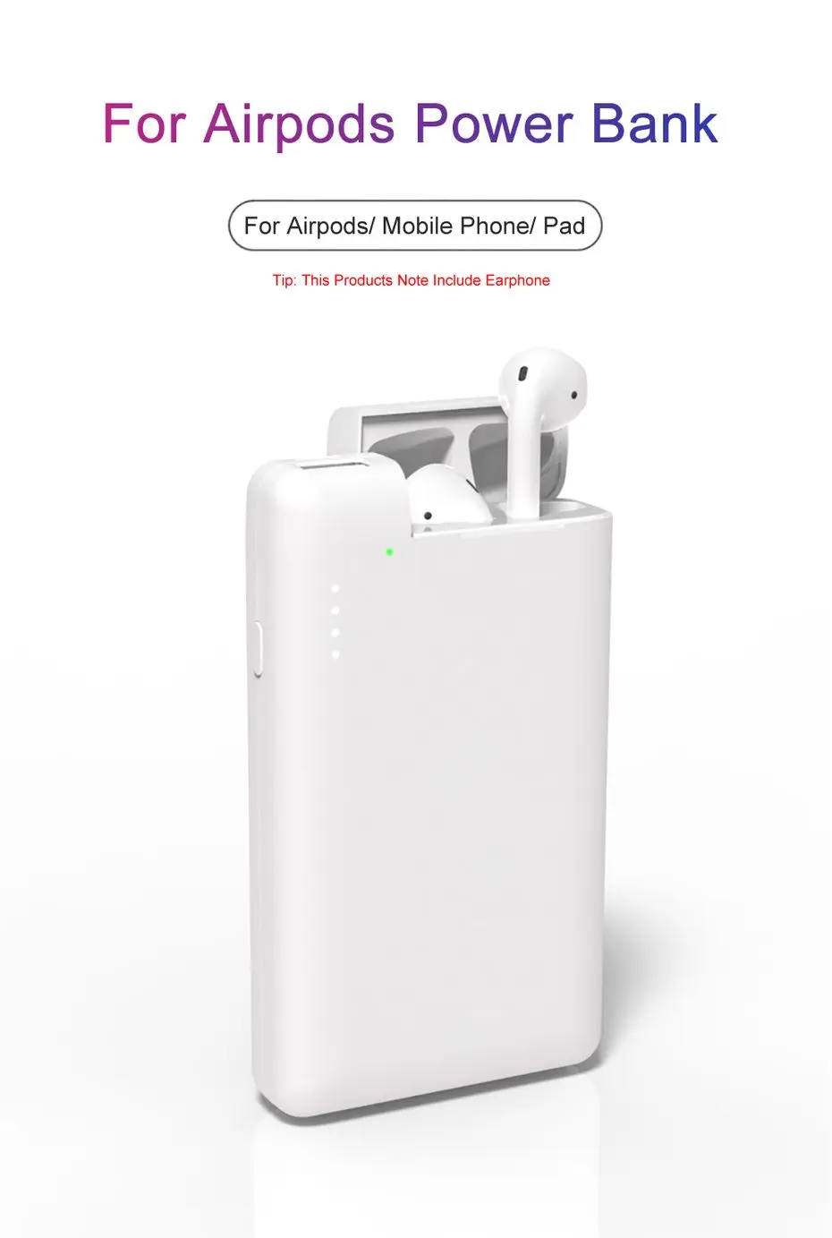 WST 10000 мАч Внешний аккумулятор для Airpods портативное Внешнее зарядное устройство Внешний аккумулятор USB беспроводной внешний аккумулятор для Xiaomi iPhone