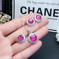 kjjeaxcmy boutique jewelry 925 sterling silver inlaid natural pink topaz necklace ring earring female suit support detection