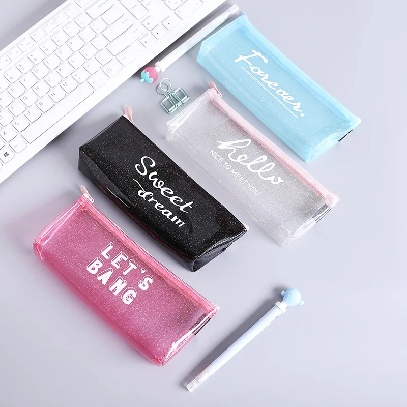 Прозрачные пеналы для девочек милый пенал из ПВХ С КАКТУСОМ Женская ручка