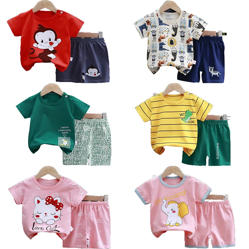 

2021 Summer Casual Baby Kids Sport Clothing Clothes Sets for Boys Costumes 100% Cotton Baby Clothes 3M -7 Years Old