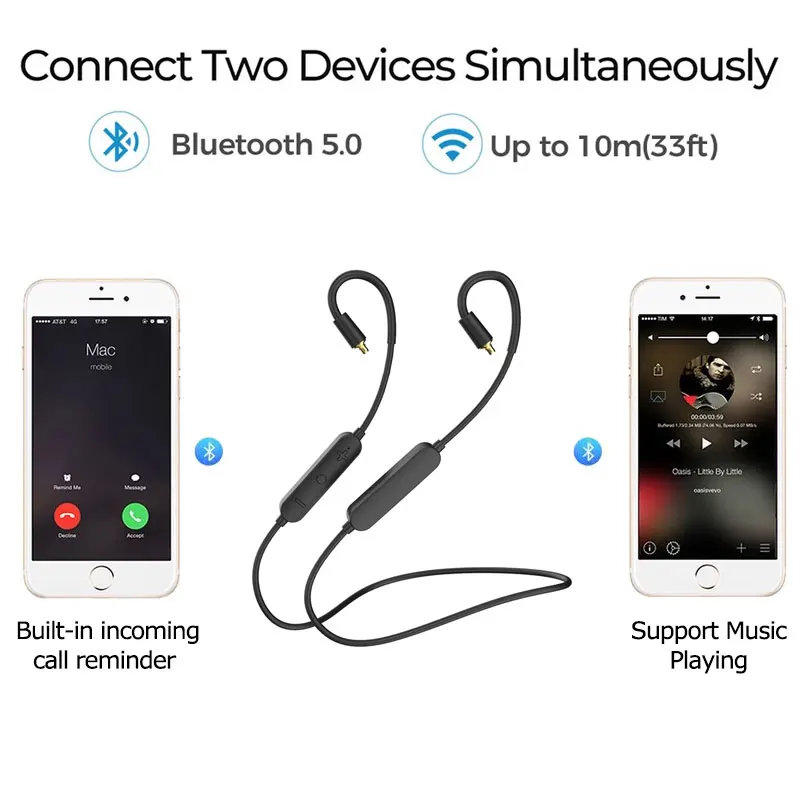 Беспроводной Bluetooth-кабель Pizen QCC5125 кабель для наушников LDAC/aptX с адаптацией/aptX-HD