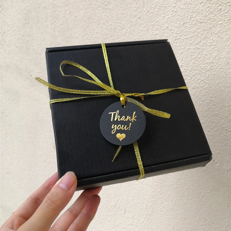 наклейки крафт Круглые золотые декоративные бирки Thank You 100 шт. Черные Подвески с