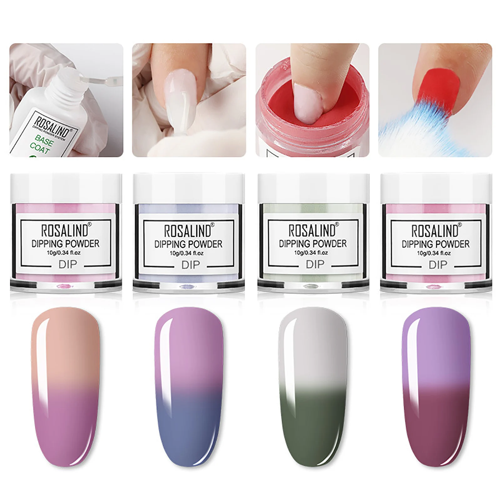 

4PCS/Set Thermal Dipping Nail Power Set Temperature Color Changing Acrylic Polymer Extension Carving DIY Nail Decoration Powder